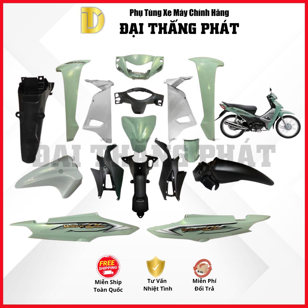 (Có bán lẻ) Dàn áo | Bộ nhựa WAVE Alpha 110cc K89 năm 2018 Màu Xanh ngọc GY-150 chính hãng Honda