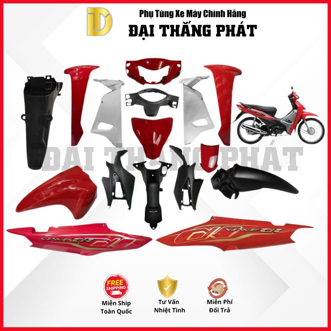 (Có bán lẻ) Dàn áo xe Wave Anpha 110cc K89 (2020,2021,2022) màu Đỏ Bạc R263 chính hãng Honda