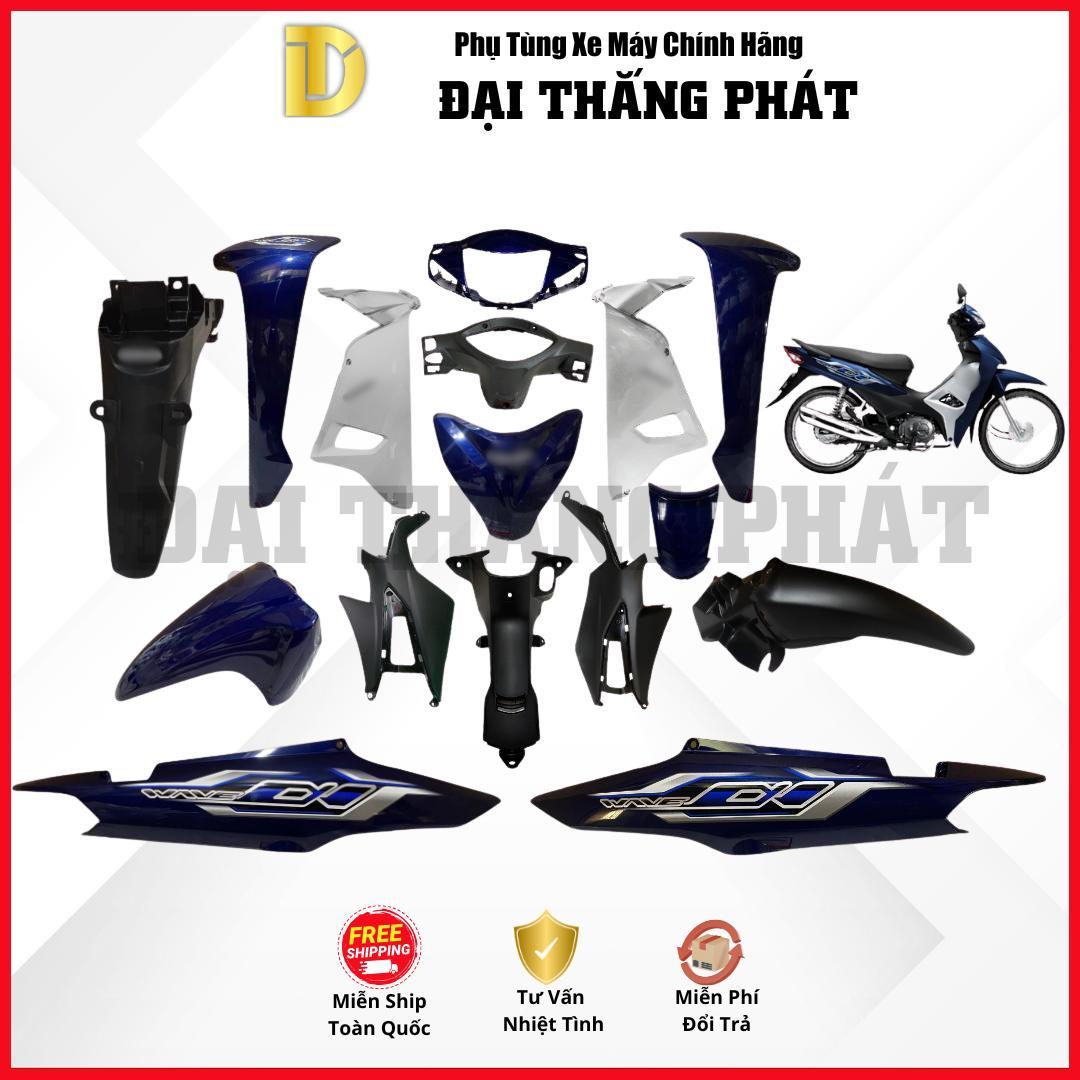 (Có bán lẻ) Dàn áo xe Wave Anpha 110cc K89 (2023) màu Xanh Bạc PB-421M chính hãng Honda