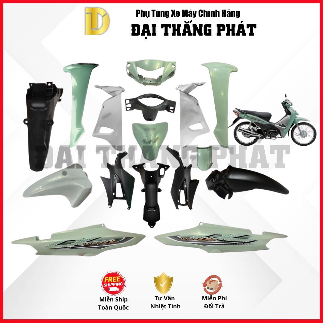 (Có bán lẻ) Dàn áo | Bộ nhựa WAVE Alpha 110cc K89 năm 2017 Màu Xanh ngọc GY-150 chính hãng Honda