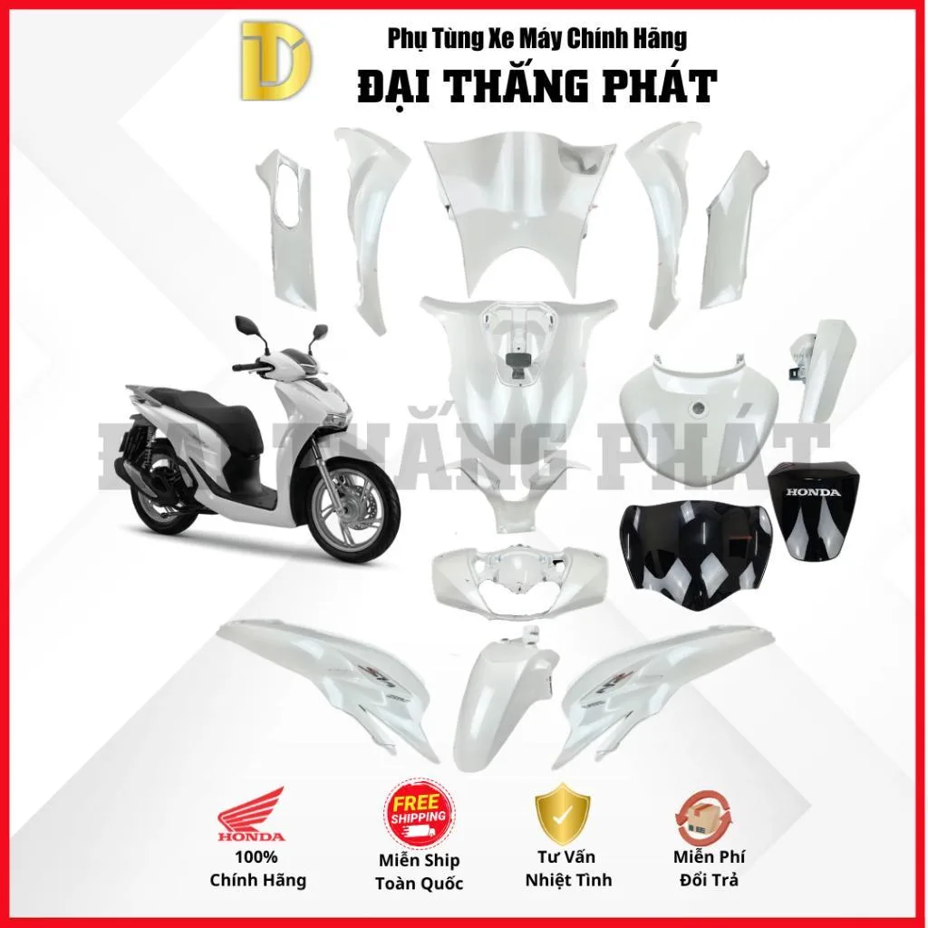 (Có bán lẻ) Dàn áo xe SH 160cc (2024) K0R màu Trắng Đen NHB35 phiên bản Tiêu Chuẩn chính hãng Honda