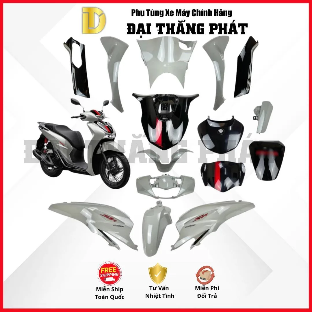 (Có bán lẻ) Dàn áo xe SH 160cc (2023) K0R màu Xám Đen NHC60 phiên bản đặc biệt chính hãng Honda