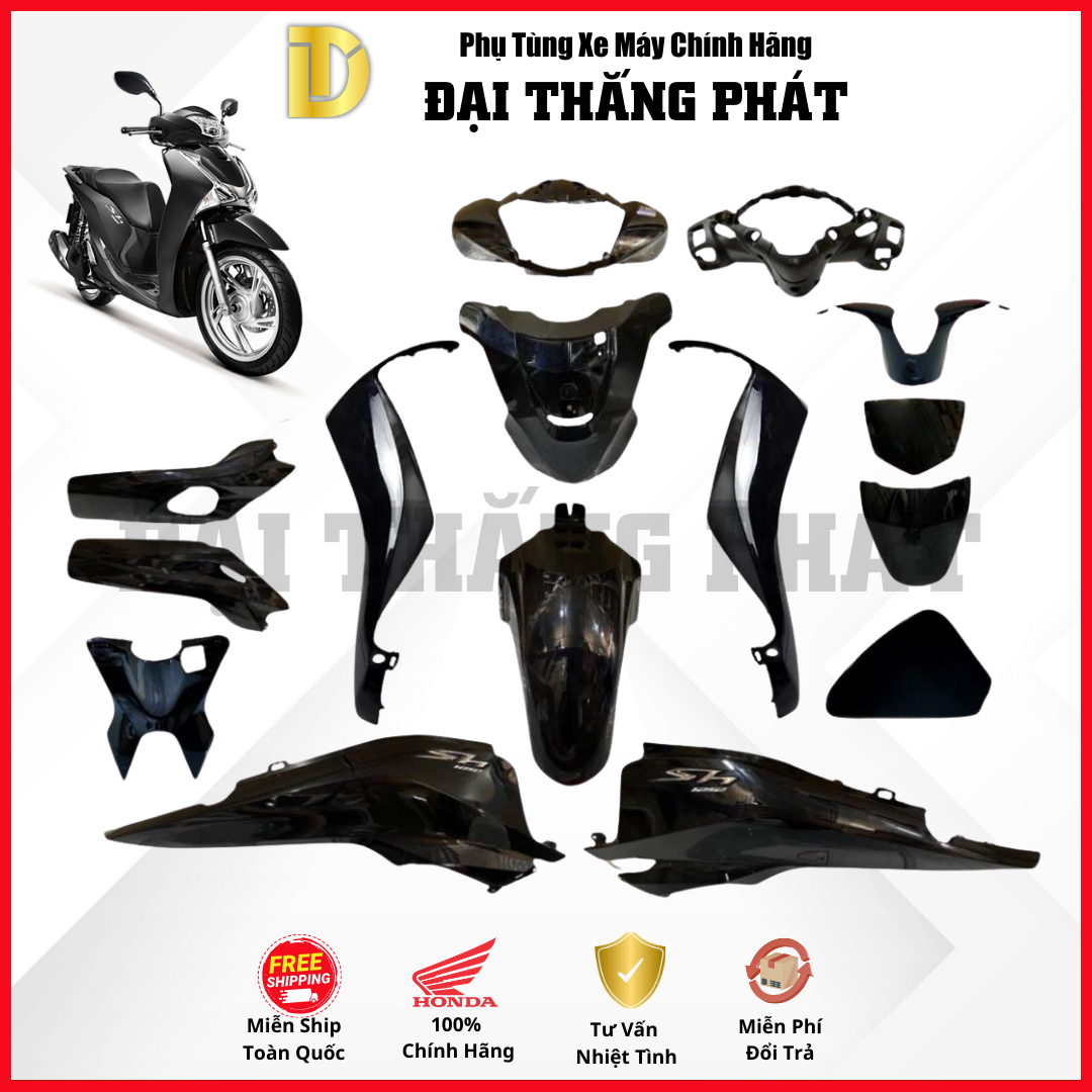 (Có bán lẻ) Dàn áo xe SH 125/150cc K77 (2016-2017-2018-2019) – màu Đen – NHB25 chính hãng Honda