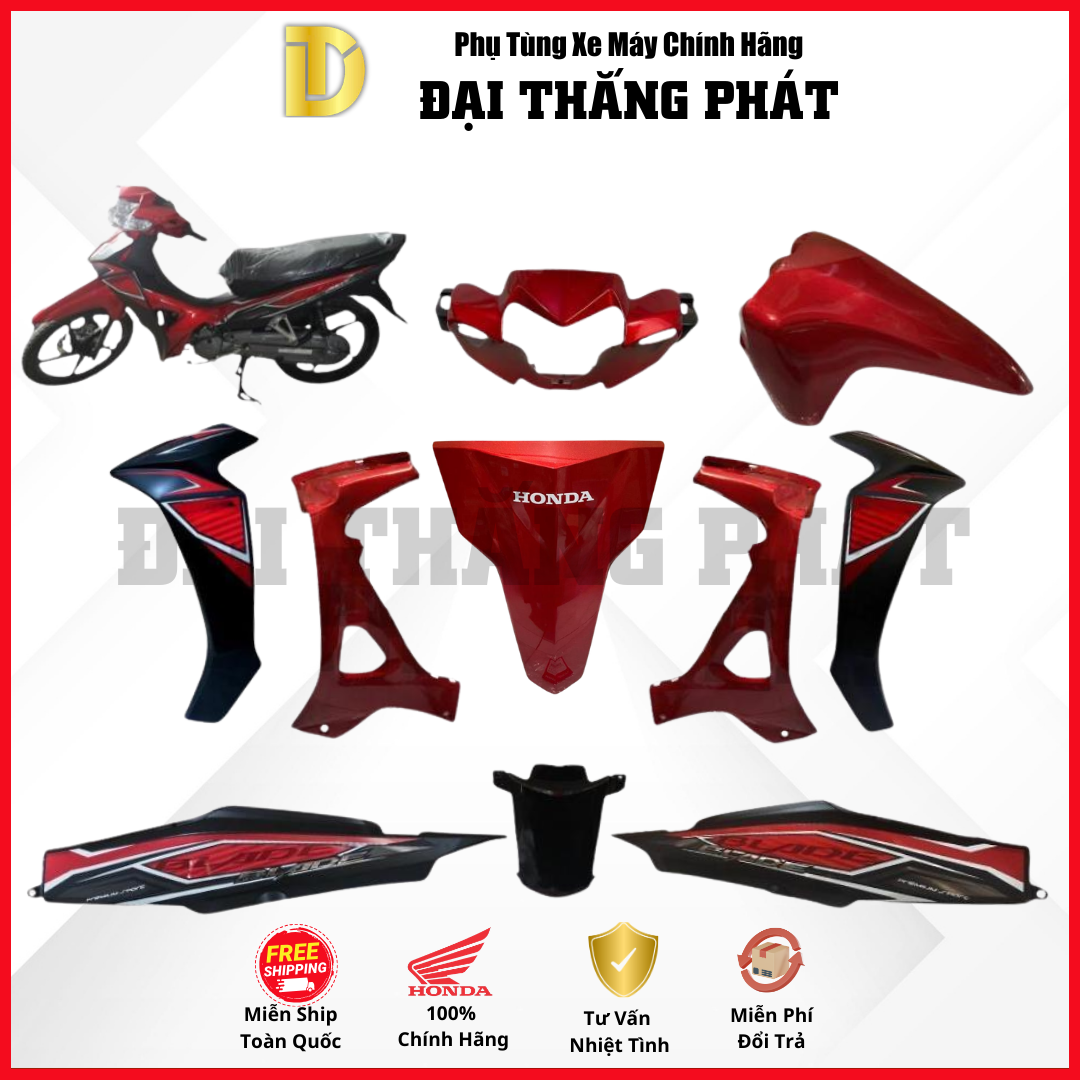 (Có bán lẻ) Dàn áo xe Blade Số K57 năm 2018 màu Đỏ đen – Phanh đĩa – Vành đúc – R340 chính hãng Honda