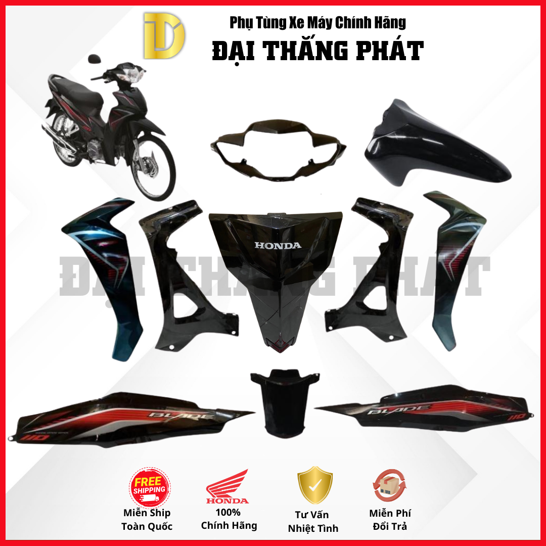 (Có bán lẻ) Dàn áo xe Blade Số K57 năm 2017 màu Đen tem đỏ – NHB25 chính hãng Honda