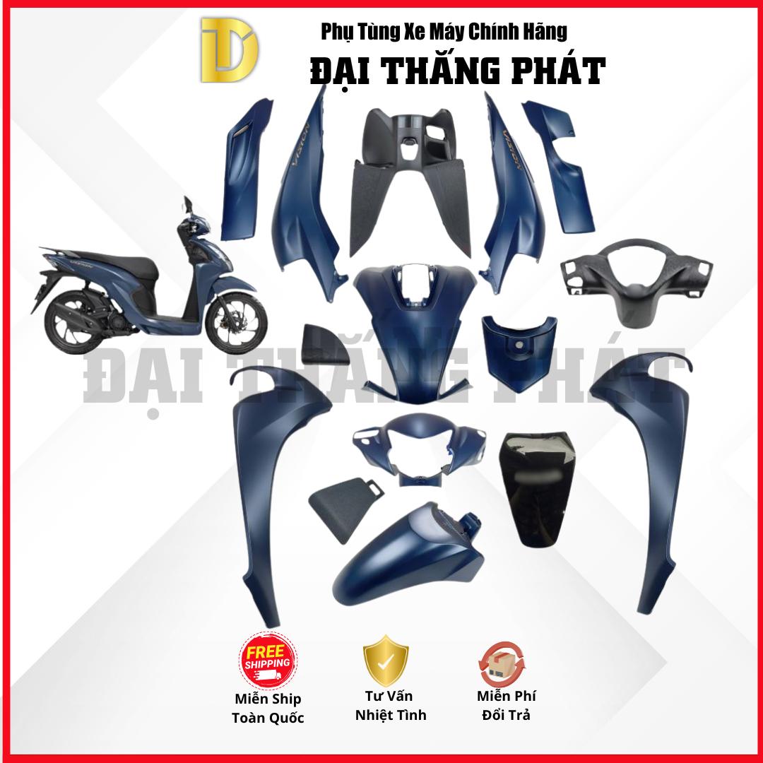 (Có bán lẻ) Dàn áo Vision 110cc (2023) K2C phiên bản Đặc Biệt-Màu Xanh Đen-PB434M chính hãng Honda