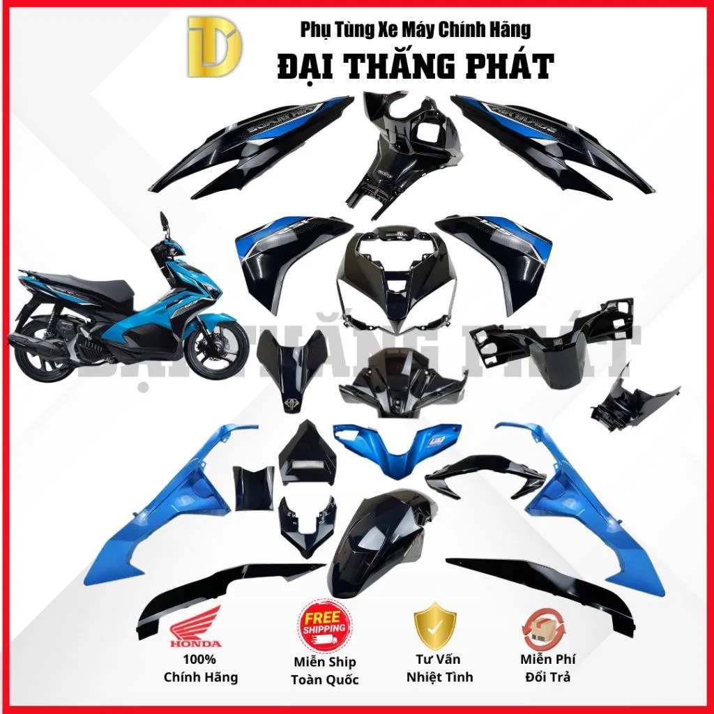 (Có bán lẻ) Dàn áo xe Air Blade 125cc (2018) K66 màu Xanh B189 chính hãng Honda