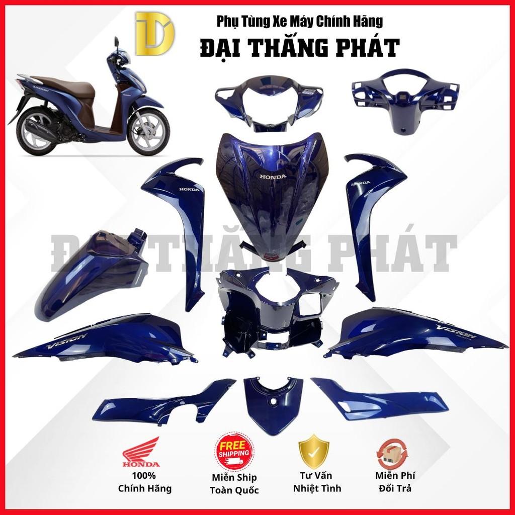(Có bán lẻ) Dàn áo Vision 110cc K44 (2014-2017) Màu Xanh dương nâu – PB390 – chính hãng Honda