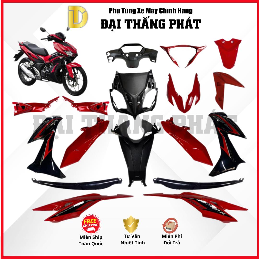 (Có bán lẻ) Dàn áo xe Winner X 150cc năm 2020 màu Đỏ đen – R389 – Phiên bản thể thao – Phanh thường chính hãng Honda
