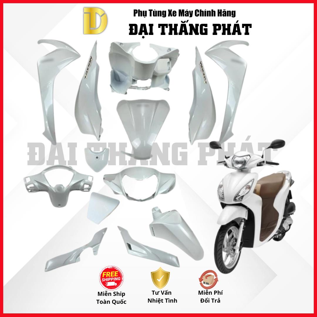 (Có bán lẻ) Dàn áo Vision 110cc K44 năm 2018 – Phiên bản Smartkey – Màu Trắng đen nâu tem vàng – NHB55 chính hãng Honda