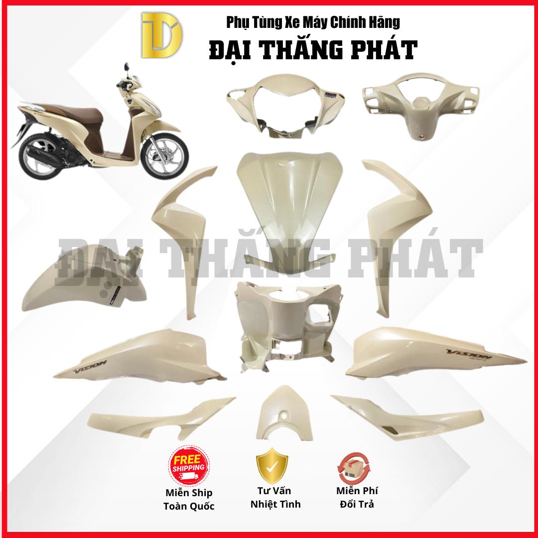 (Có bán lẻ) Dàn áo Vision 110cc K44 năm 2018 – Phiên bản Smartkey – Màu Vàng nhạt – Y299P chính hãng Honda