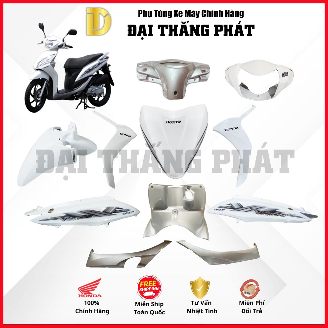(Có bán lẻ) Dàn áo xe Vision 110cc đời đầu KZL Phanh đĩa/ Vành đúc/ CBS màu Trắng – NHB35 chính hãng Honda