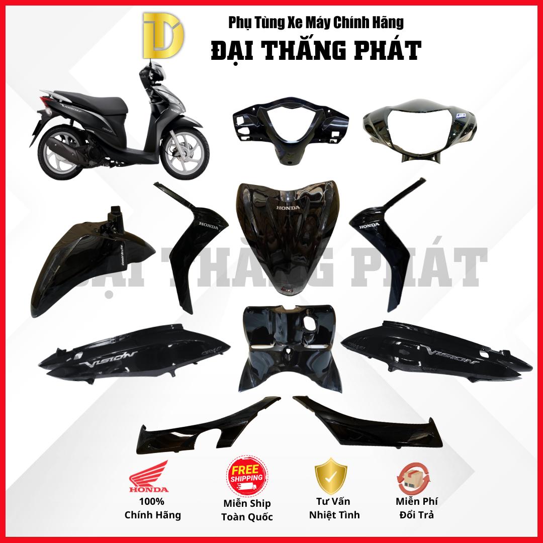 (Có bán lẻ) Dàn áo xe Vision 110cc đời đầu KZL Phanh đĩa/ Vành đúc/ CBS màu Đen bóng – NHA69 chính hãng Honda