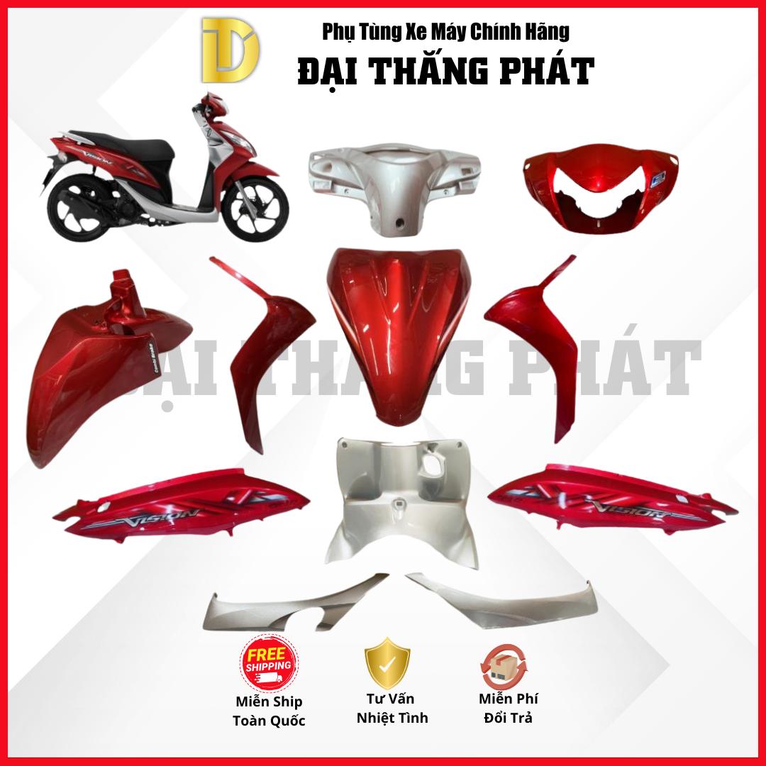 (Có bán lẻ) Dàn áo xe Vision 110cc đời đầu KZL Phanh đĩa/ Vành đúc/ CBS màu Đỏ – R340 chính hãng Honda