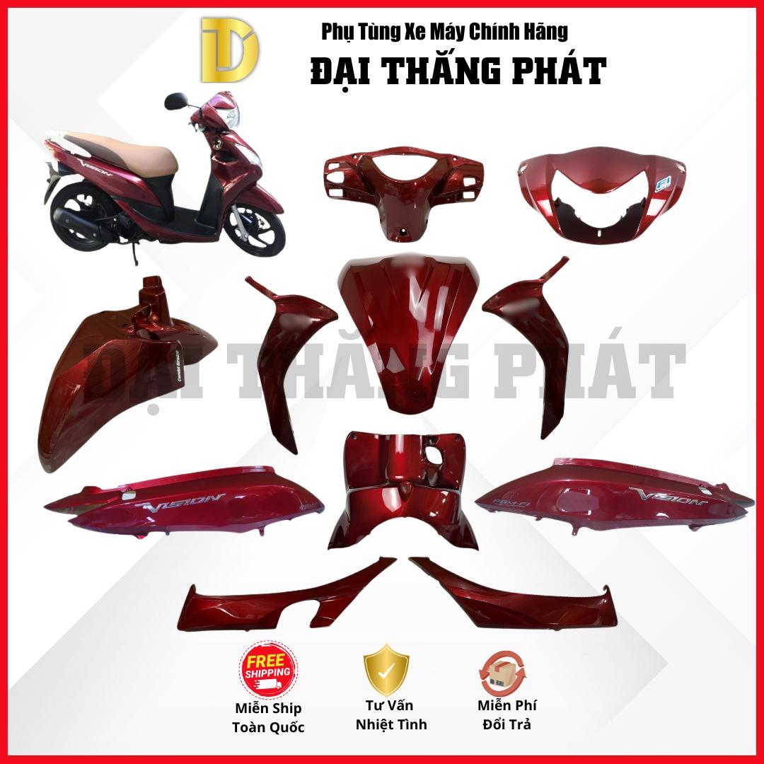 (Có bán lẻ) Dàn áo xe Vision 110cc đời đầu KZL Phanh đĩa/ Vành đúc/ CBS màu Đỏ – R350 chính hãng Honda