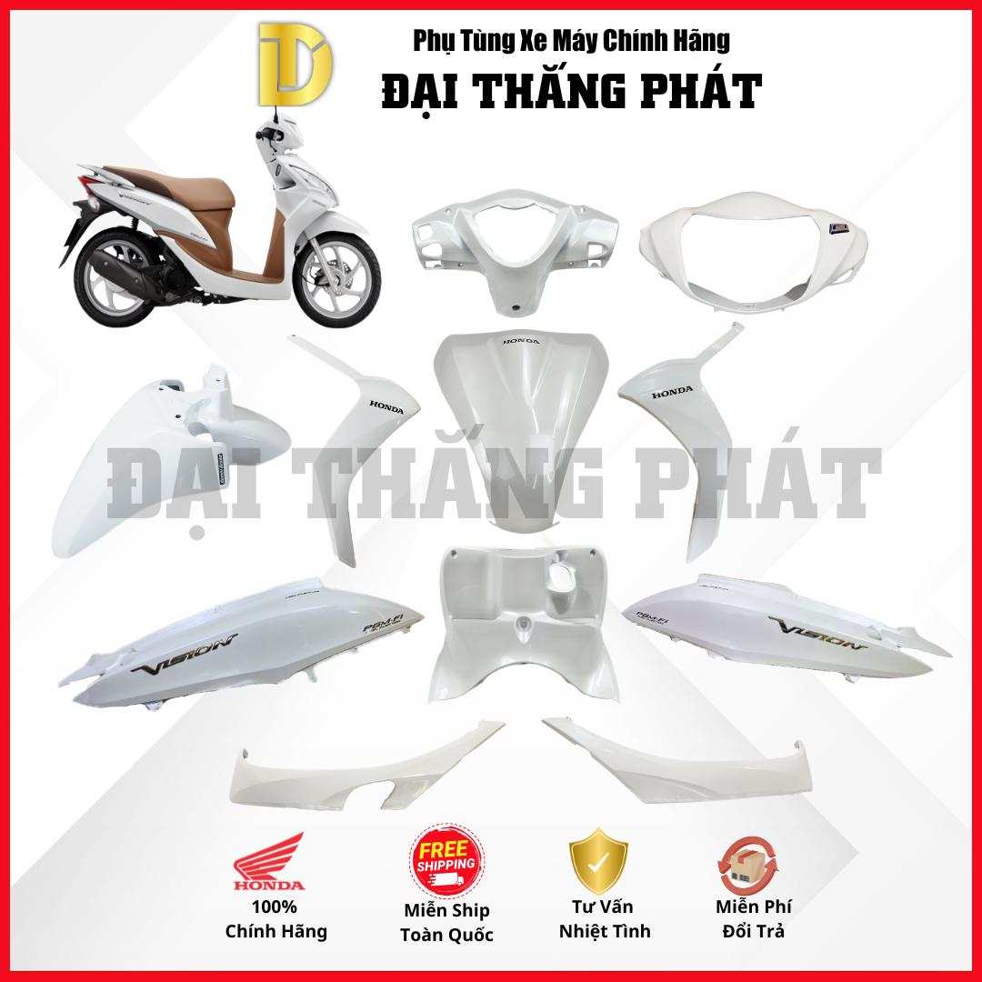 (Có bán lẻ) Dàn áo xe Vision 110cc đời đầu KZL màu Trắng – NHB35 chính hãng Honda
