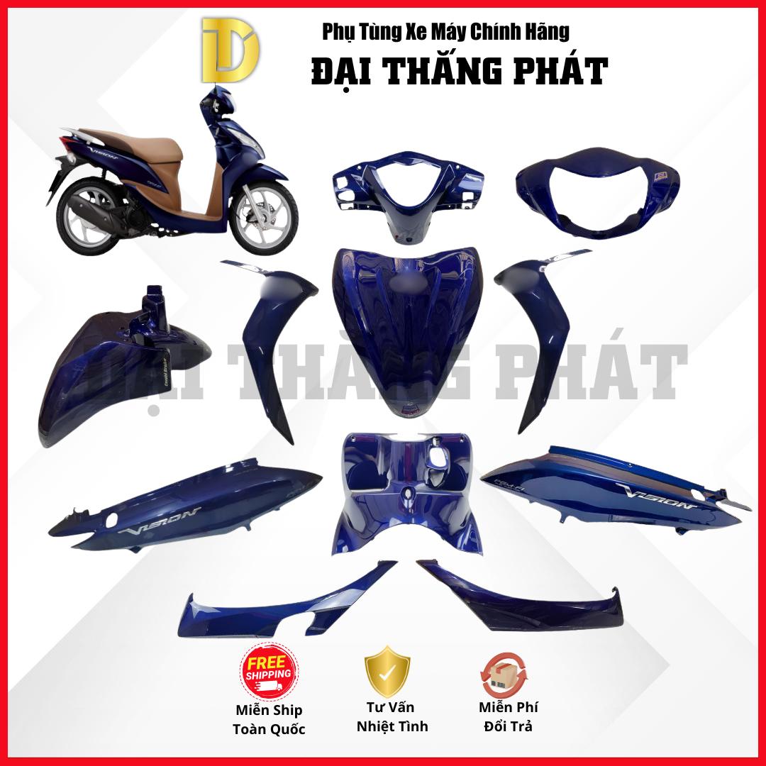 (Có bán lẻ) Dàn áo xe Vision 110cc đời đầu KZL màu Xanh dương – PB390 chính hãng Honda