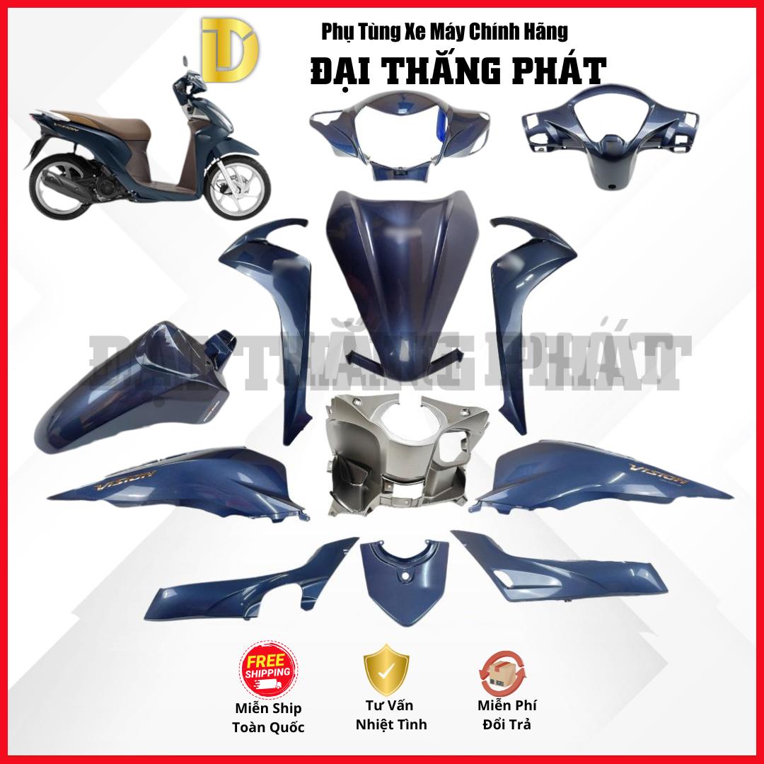 (Có bán lẻ) Dàn áo Vision 110cc K44 năm 2018 – Phiên bản Smartkey – Màu Xanh dương – PB420 chính hãng Honda