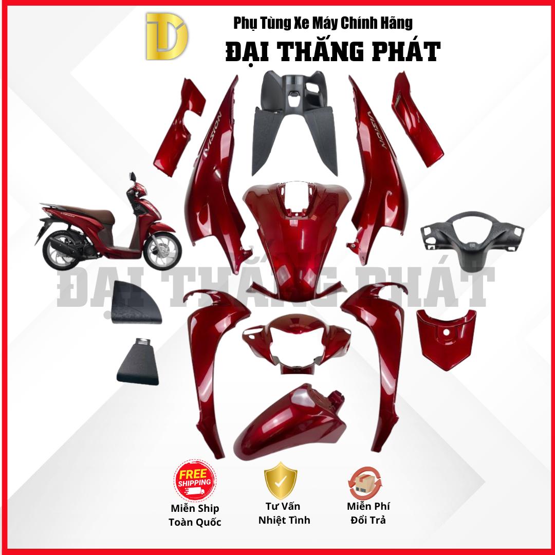 (Có bán lẻ) Dàn áo Vision 110cc năm 2025 K2C màu Đỏ đen nâu – R368 – phiên bản cao cấp chính hãng Honda