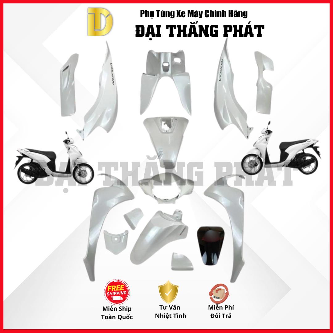 (Có bán lẻ) Dàn áo Vision 110cc (2021) K2C màu Trắng NHB35P phiên bản tiêu chuẩn chính hãng Honda