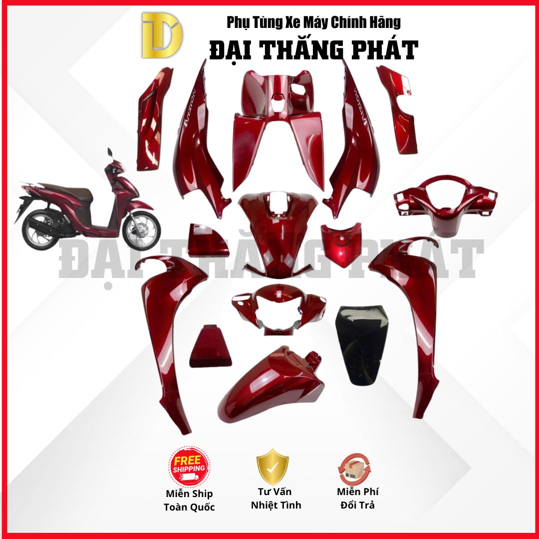 (Có bán lẻ) Dàn áo Vision 110cc (2021) K2C phiên bản Cao Cấp-R350C- Đỏ Nâu Đen chính hãng Honda