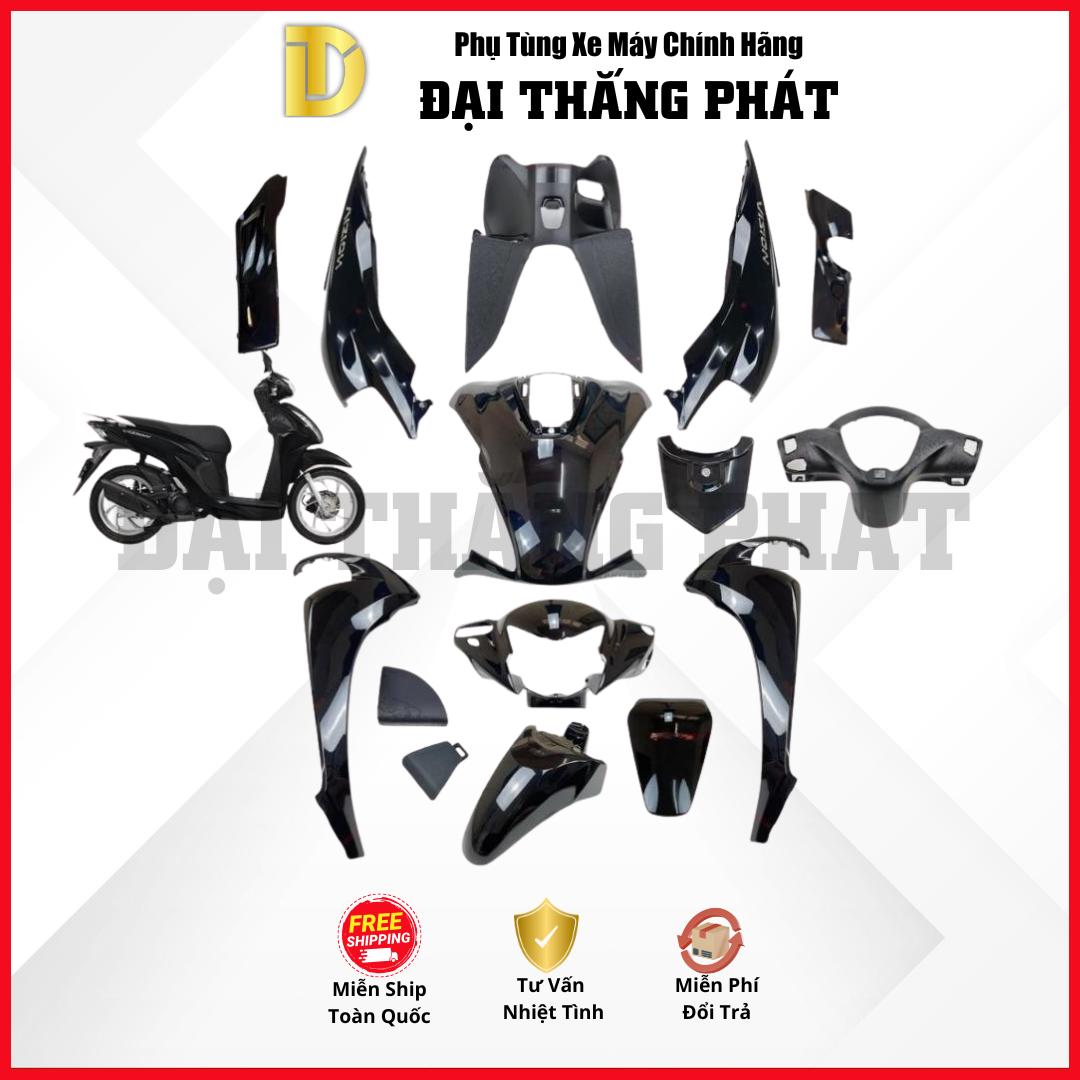 (Có bán lẻ) Dàn áo Vision 110cc (2023) K2C màu Đen bóng NHC25 phiên bản tiêu chuẩn chính hãng Honda