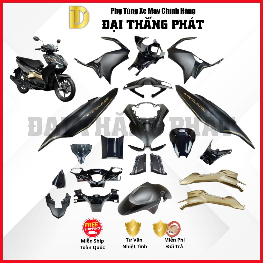 (Có bán lẻ) Dàn nhựa xe Air Blade 125cc K1F/K1G (2020-2021-2022) – Màu Đen Vàng Đồng – NHA76 chính hãng Honda