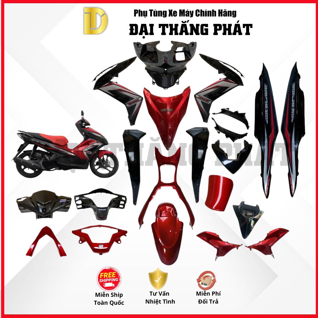 (Có bán lẻ) Dàn áo xe Air Blade 125cc K27 năm 2014 màu Đỏ đen tem trắng – R340 chính hãng Honda