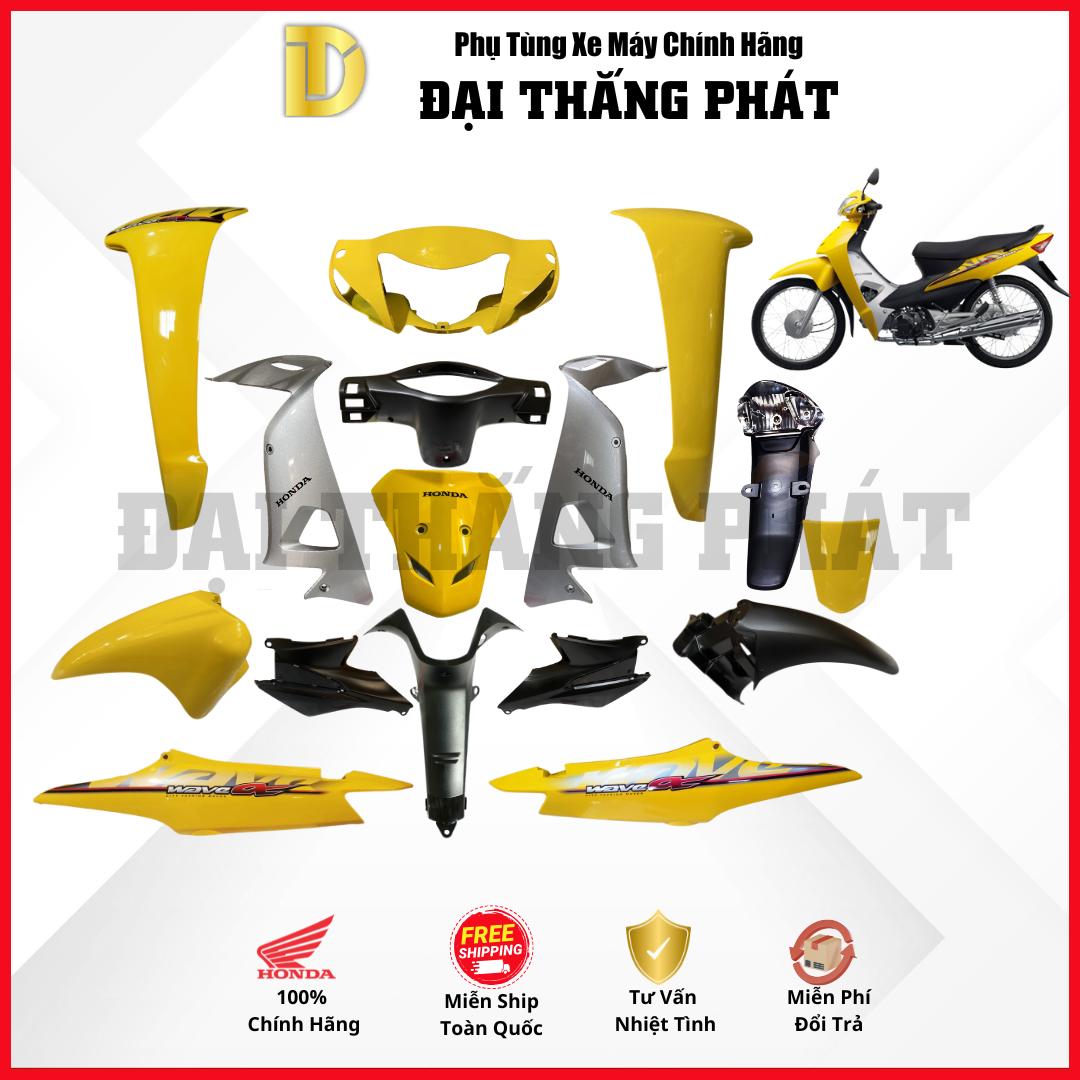 (Có bán lẻ) Dàn áo Wave Alpha 100cc năm 2011 Màu Vàng Y-106 chính hãng Honda