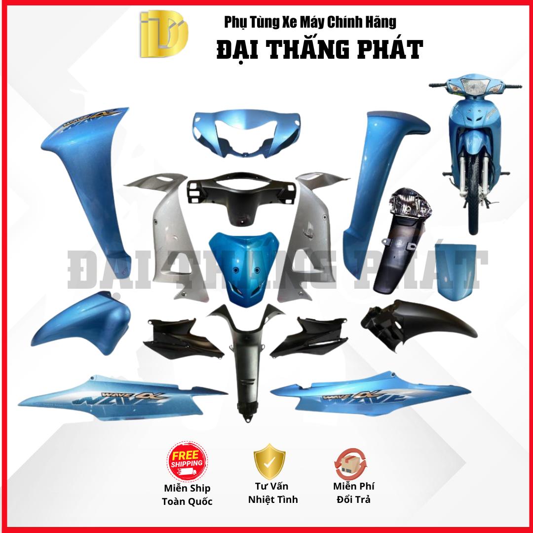 (Có bán lẻ) Dàn áo Wave Alpha 100cc năm 2013 Màu Xanh nhạt B203 chính hãng Honda