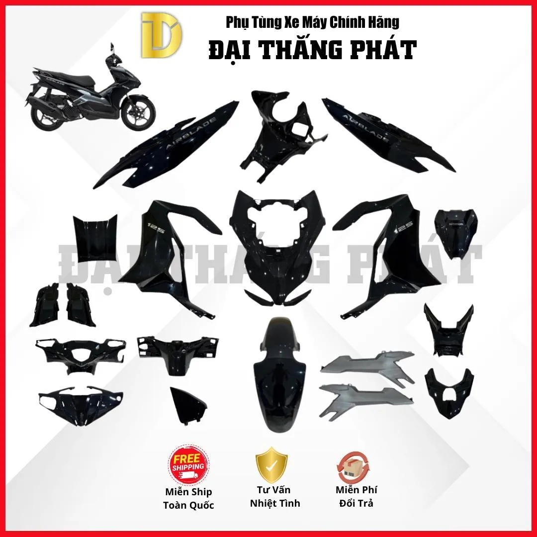 (Có bán lẻ) Dàn áo xe Air Blade 125cc K2Z/K3A (4Val) năm 2025 màu Đen bạc – NHB25M- bản Tiêu chuẩn chính hãng Honda