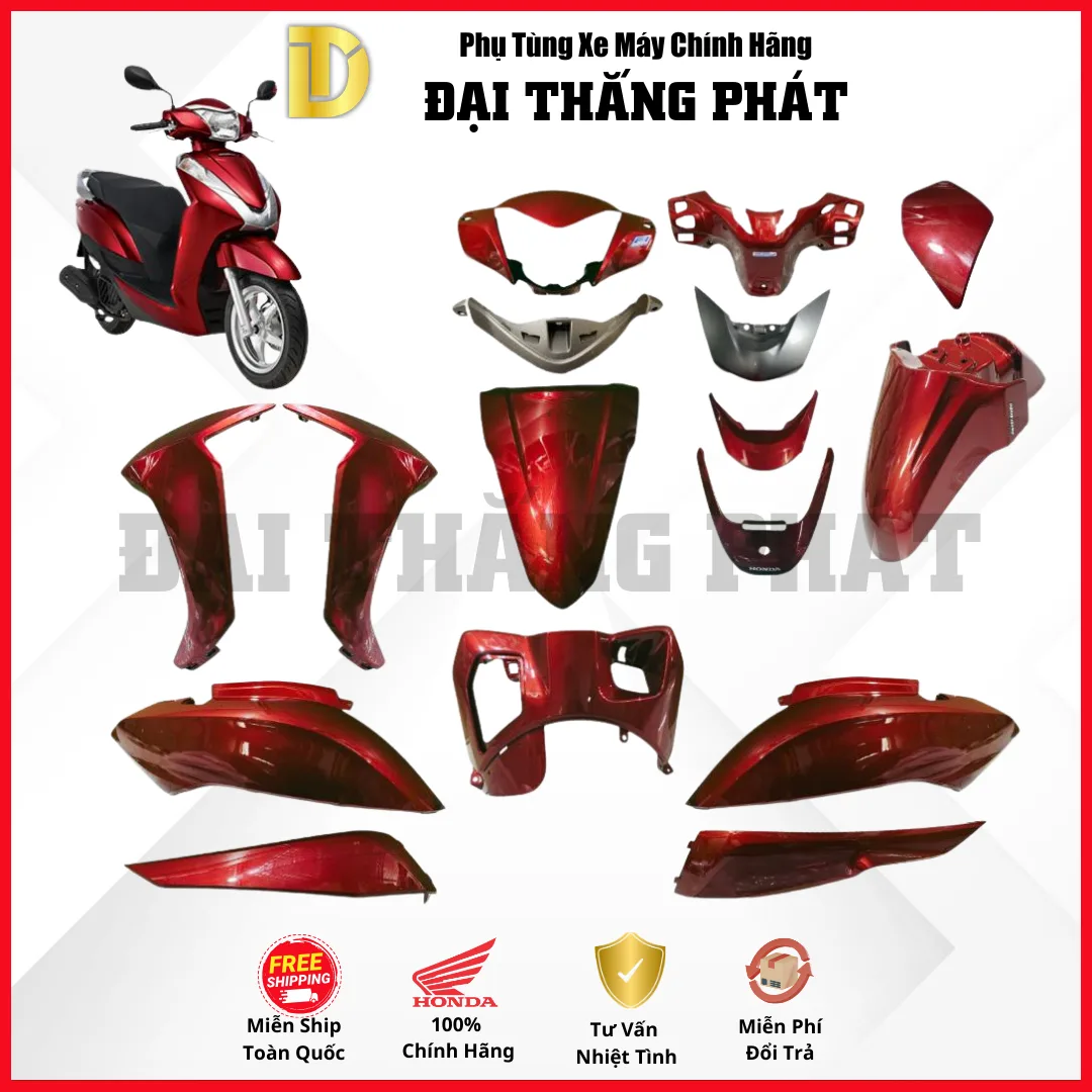 (Có bán lẻ) Dàn áo xe Lead 125cc (2013-2015) màu Đỏ – R350 chính hãng Honda