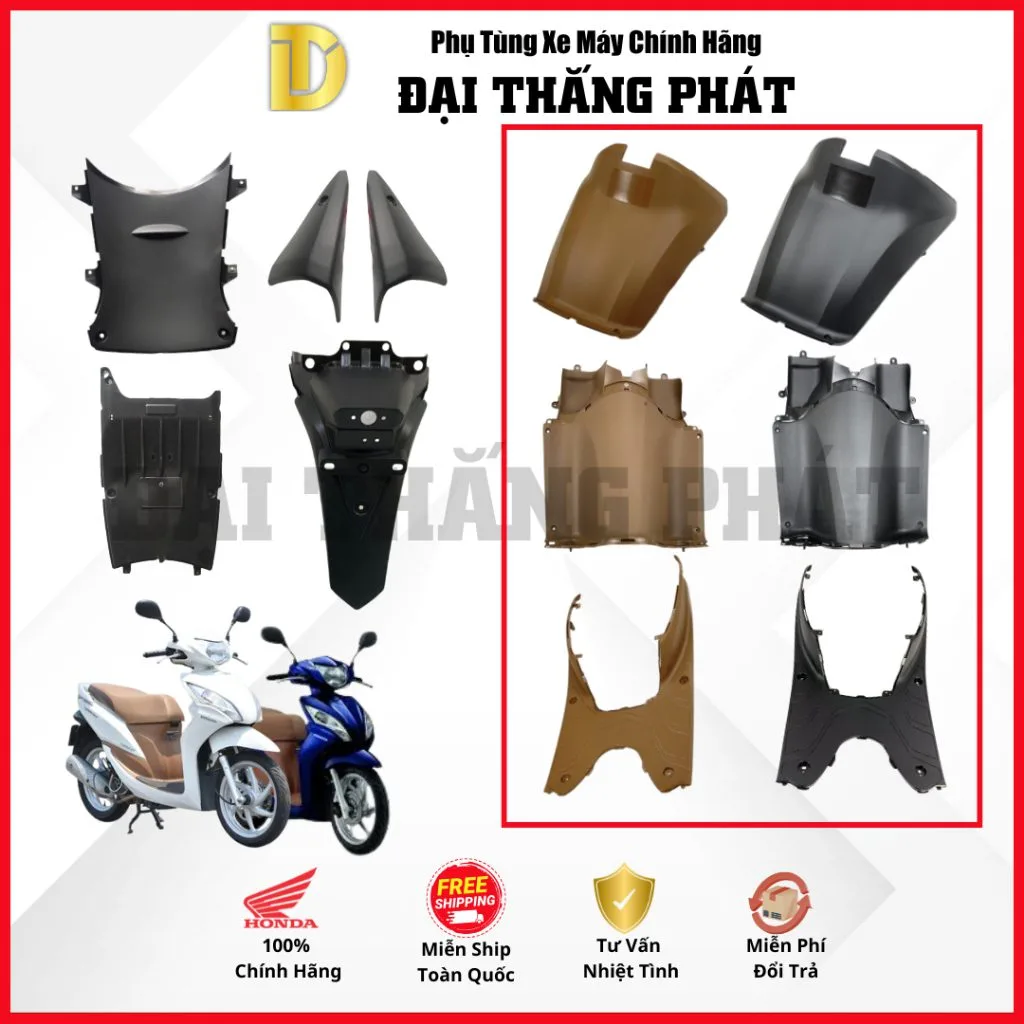 Dàn 8 chi tiết nhựa nhám xe Vision FI 110cc KZL – đời đầu (2011-2013) chính hãng Honda