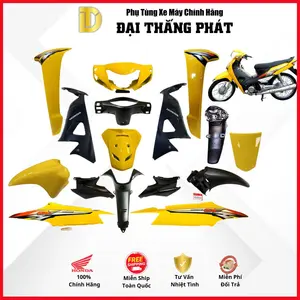 (Có bán lẻ) Dàn áo Wave Alpha 100cc năm 2008 Màu Vàng Y-106 chính hãng Honda
